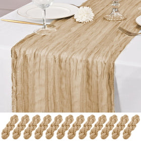 Lumaycens 12-pack beige table runner 10ft for wedding tables and events.