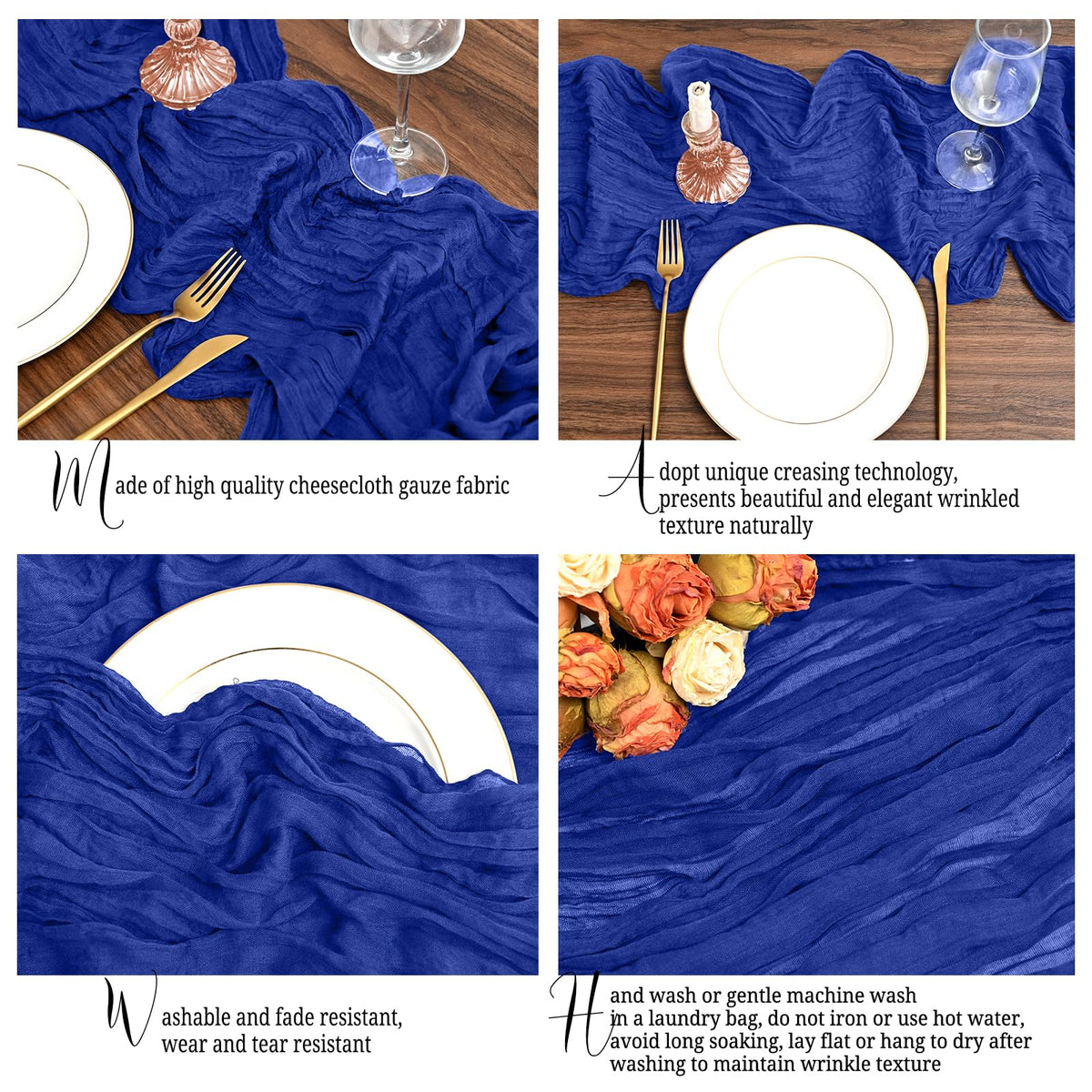 Lumaycens royal blue runner enhances baby shower table decor