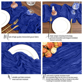 Lumaycens royal blue runner enhances baby shower table decor
