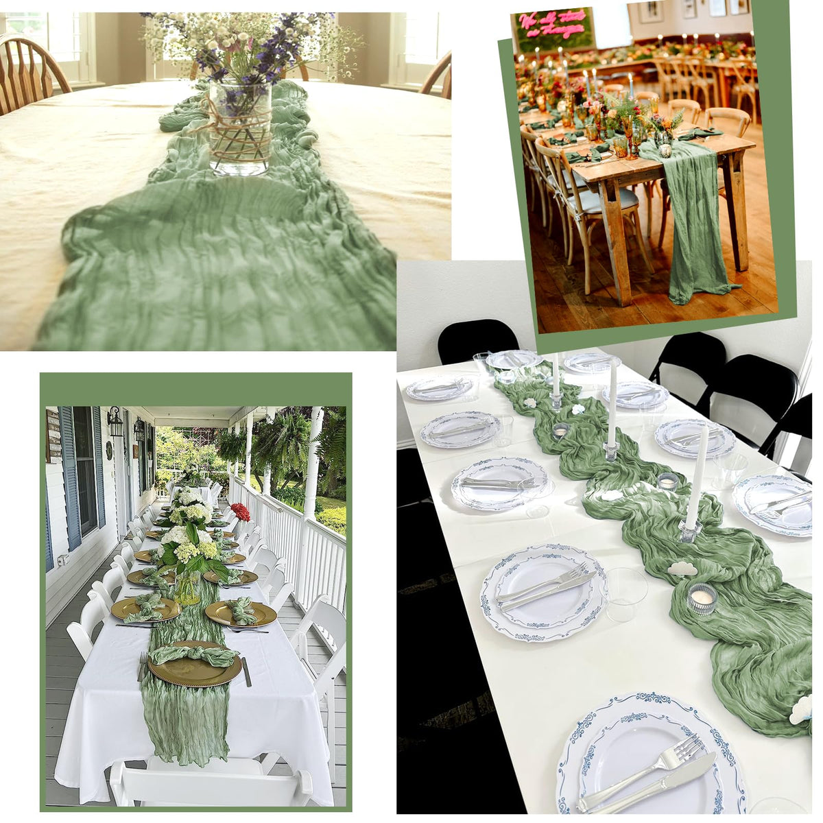Lumaycens sage table runner ideal for baby showers and intimate celebrations