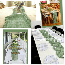 Lumaycens sage table runner ideal for baby showers and intimate celebrations