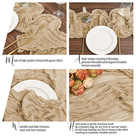 Lumaycens beige runner draped with centerpieces for romantic ambiance.