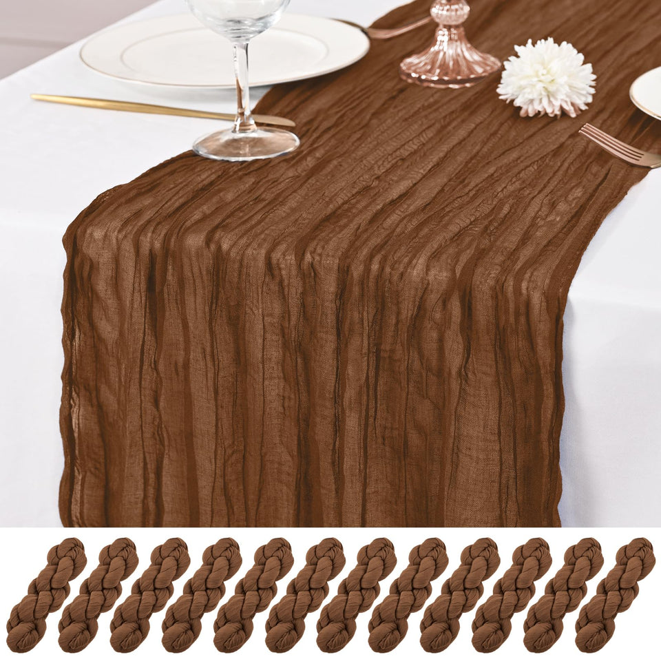 Lumaycens brown table runner 10ft with wrinkle texture adds rustic elegance to tables.