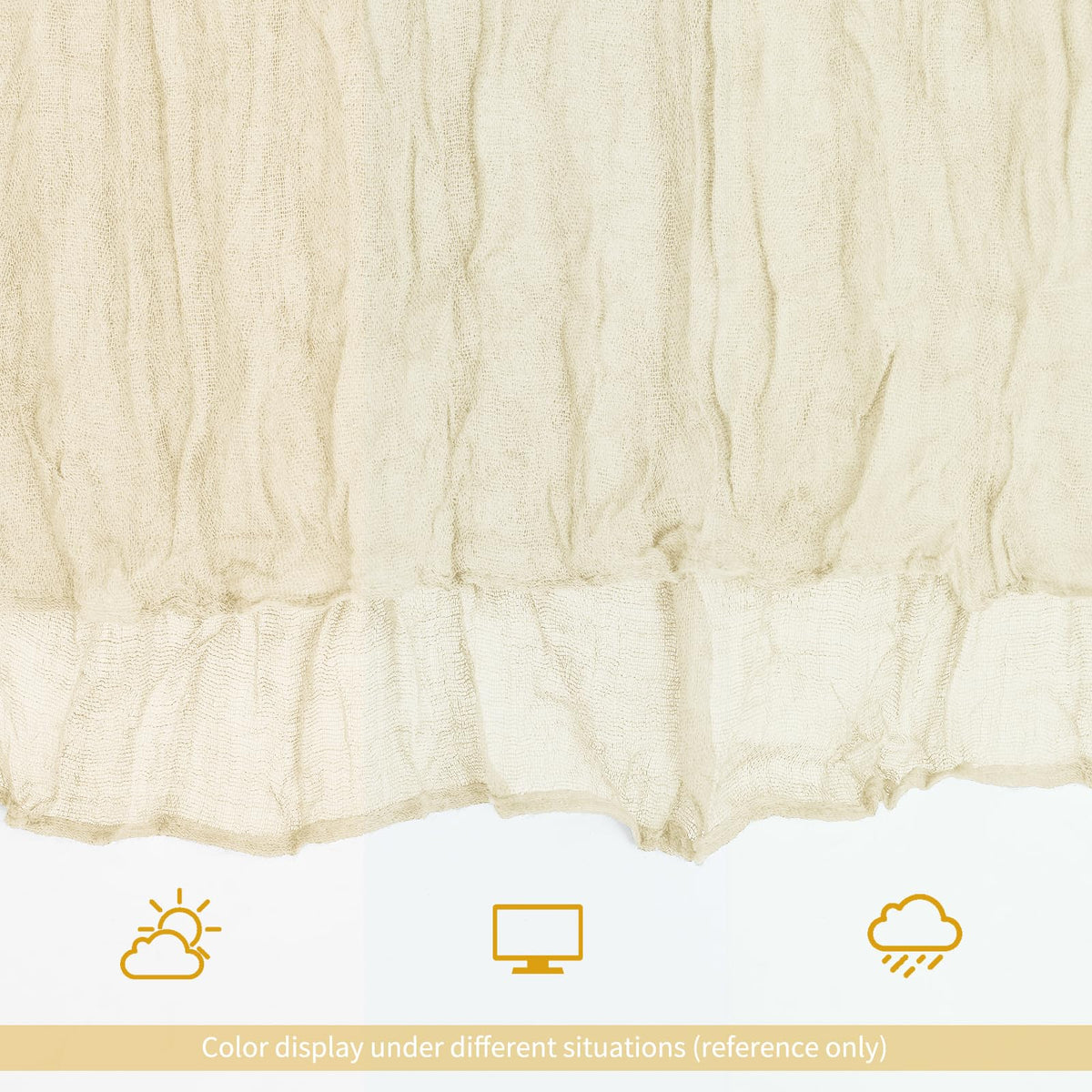 Lumaycens ivory cheesecloth table runner highlighting reusable decor potential