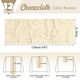 Lumaycens ivory cheesecloth table runner close-up showing wrinkle texture and drape