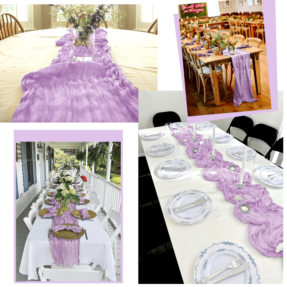 Lumaycens lavender runner doubles as a backdrop drape for events.