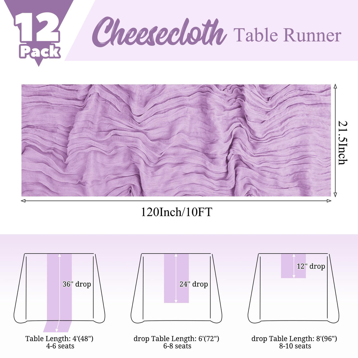 Lumaycens lavender table runner with wrinkle texture adds romantic rustic charm.