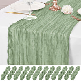 Lumaycens sage green cheesecloth table runner 12 pack 10 ft for elegant wedding draping