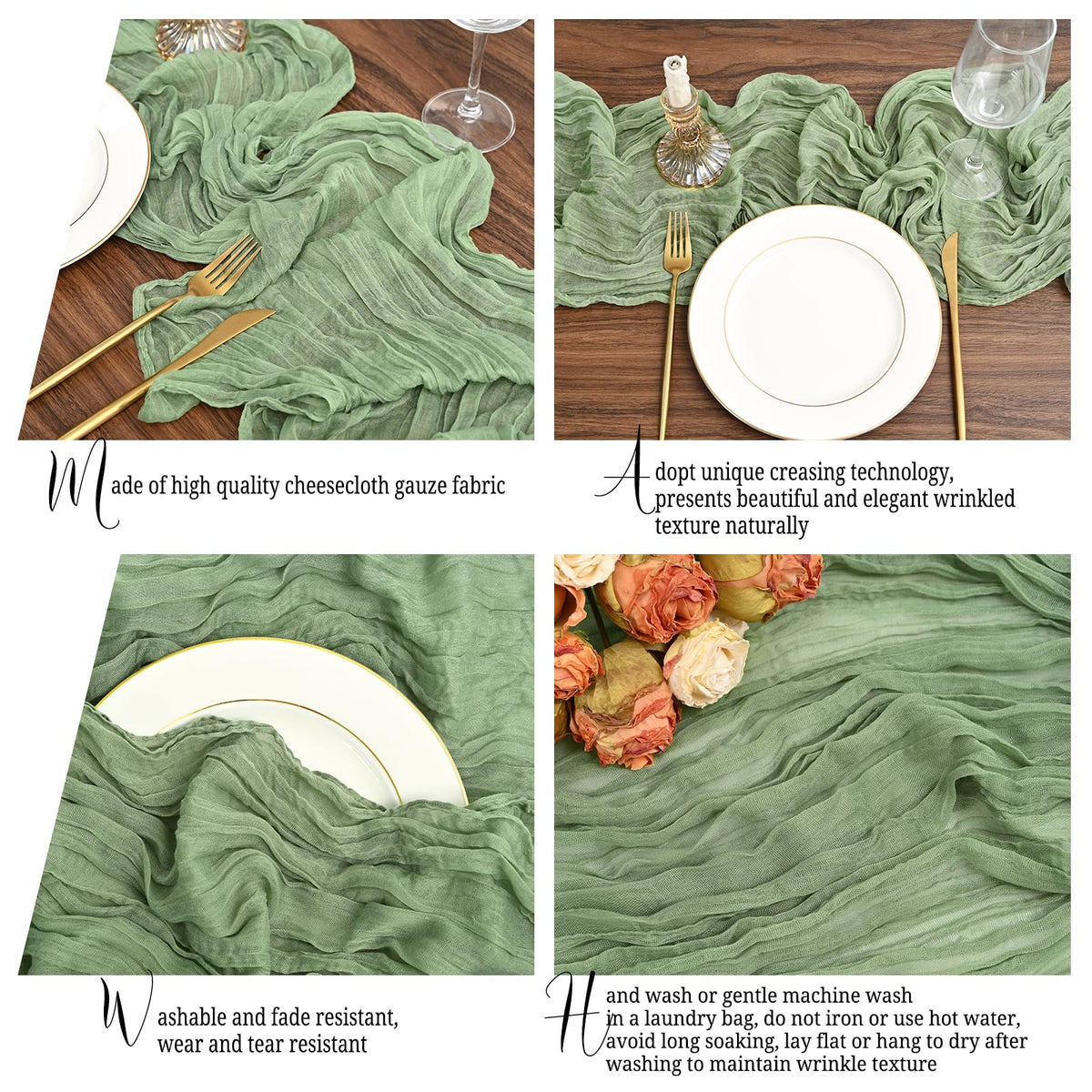 Lumaycens soft durable gauze runner drapes beautifully for reusable table decor