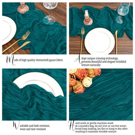Lumaycens teal cheesecloth texture close-up highlighting wrinkled gauze look.
