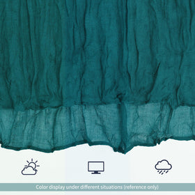 Lumaycens teal table runner at a candy buffet for soft color and depth.