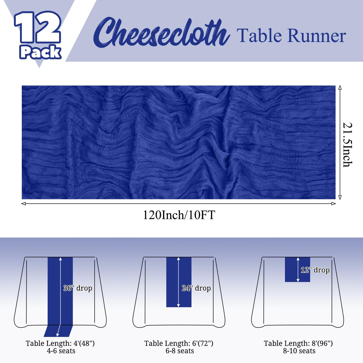 Lumaycens blue cheesecloth runner adds soft sheer texture to wedding setup
