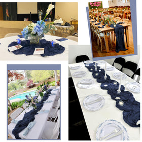 Lumaycens wedding-table decor navy-runner suits round or rectangle tables.