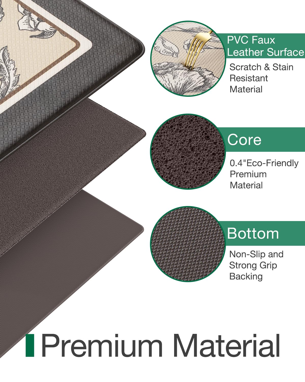 LUMI kitchen mat with beveled edges helps prevent trips in busy kitchens