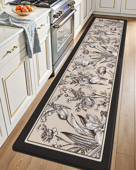 LUMI anti-fatigue kitchen mat with memory foam core provides soft cushioning underfoot