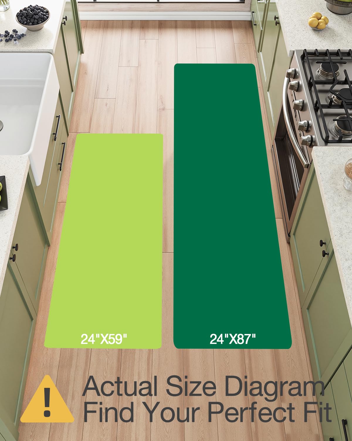 LUMI mat's non-slip backing stays secure on tile, wood, and carpet