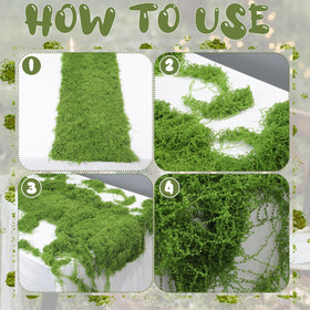 Lumina Garden wedding dining decoration moss runner enhances natural elegance.