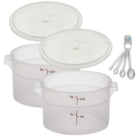Lumintrail Cambro 2 Qt round container front view for easy access and stackable storage.