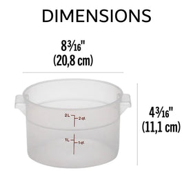 Lumintrail Cambro 2 Qt round container with lid on, showing secure closure.