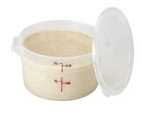 Lumintrail Cambro 2 Qt round container stacked design saves space.