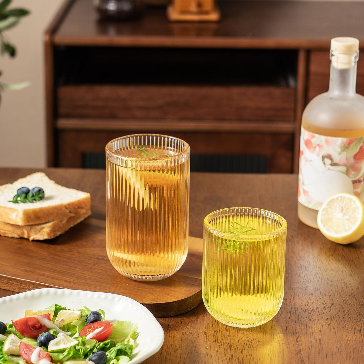 Lumkit clear highball glasses showcase drinks beautifully.