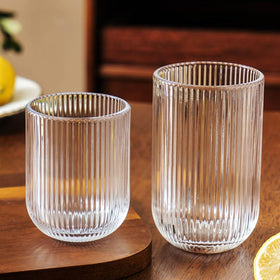 Lumkit ribbed glasses 12oz arch bottom ideal for cocktails and water.
