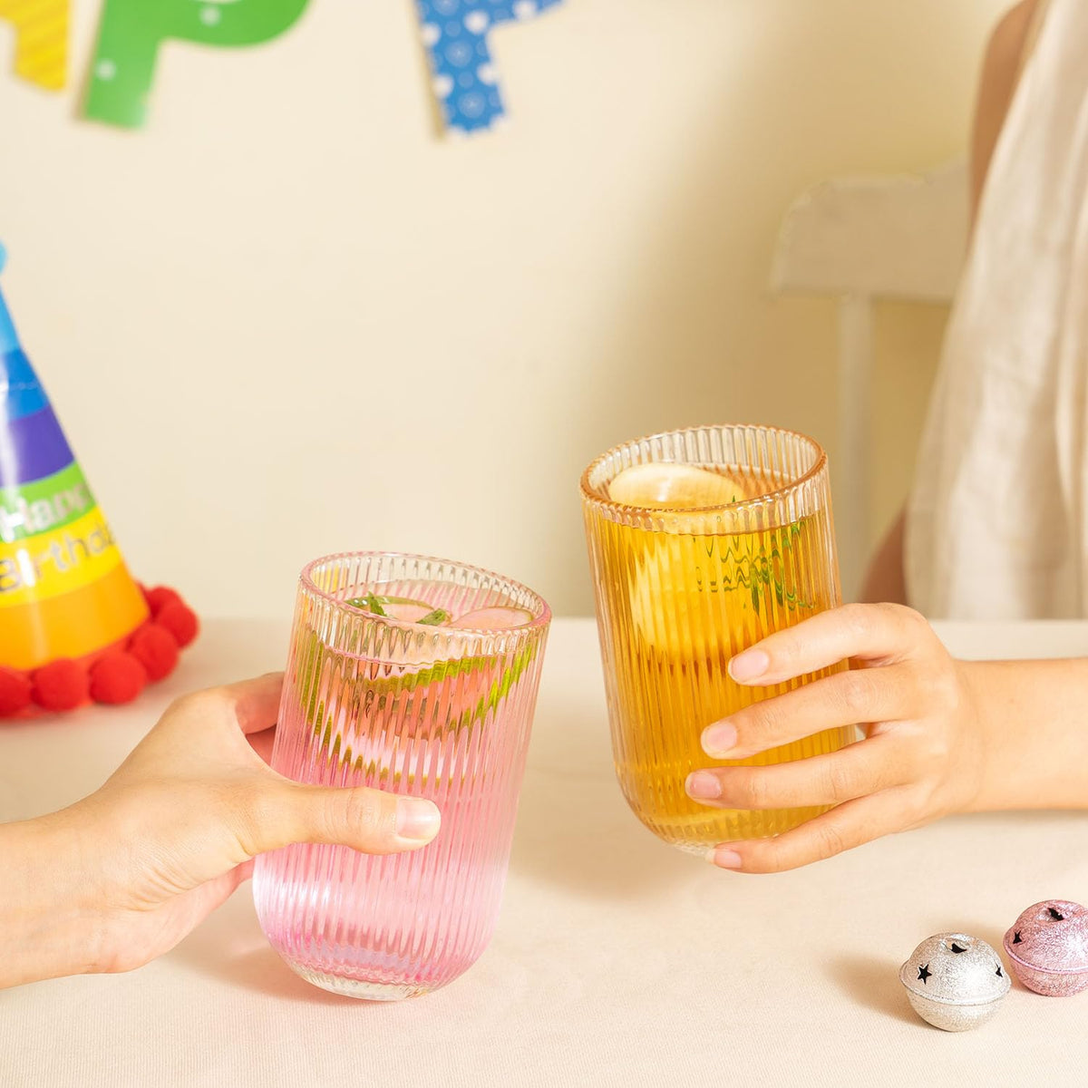 Lumkit table-ready glassware adds polish to gatherings.