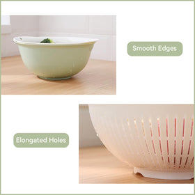 LUMUMIX colander bowl pasta drain basket with easy grip handle.