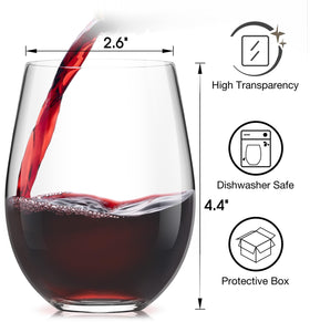 Luna and Mantha ergonomic stemless design fits comfortably in your hand.