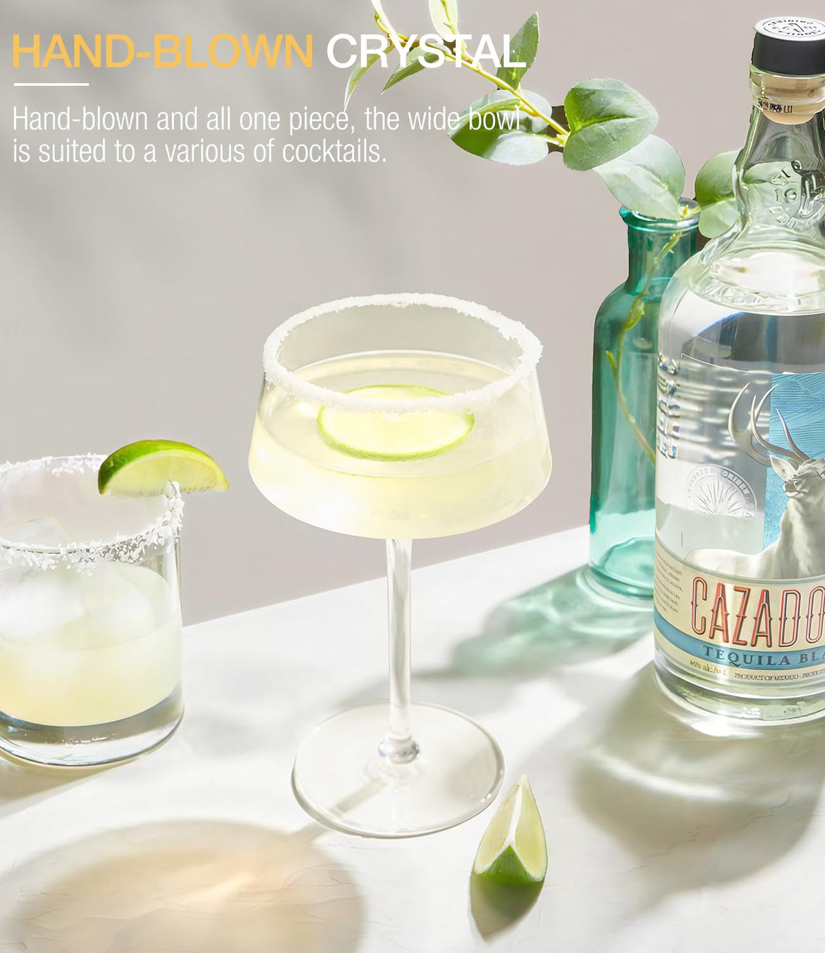Luna & Mantha 8oz coupe glass ideal for martinis, manhattans, and espresso cocktails.