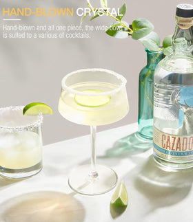Luna & Mantha 8oz coupe glass ideal for martinis, manhattans, and espresso cocktails.