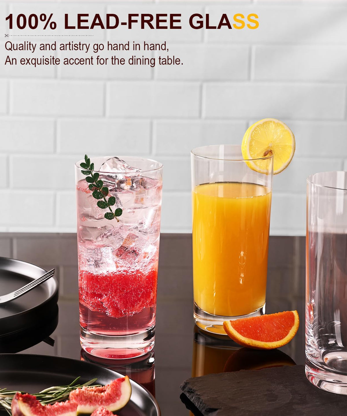 LUNA & MANTA crystal-clear glass closeup highlights its elegant clarity and shine.