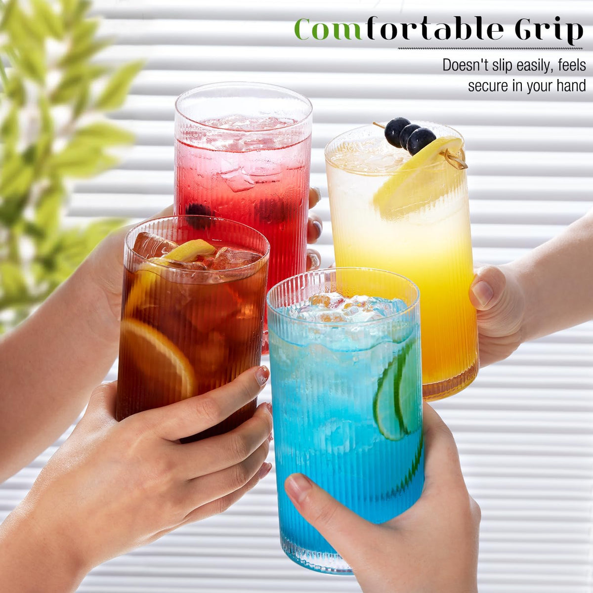 LUNA & MANTHA daily-use glasses suitable for water and juices.