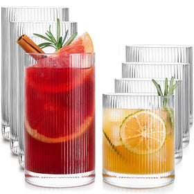 LUNA & MANTHA ribbed highball 17oz, durable and lead-free for everyday entertaining.