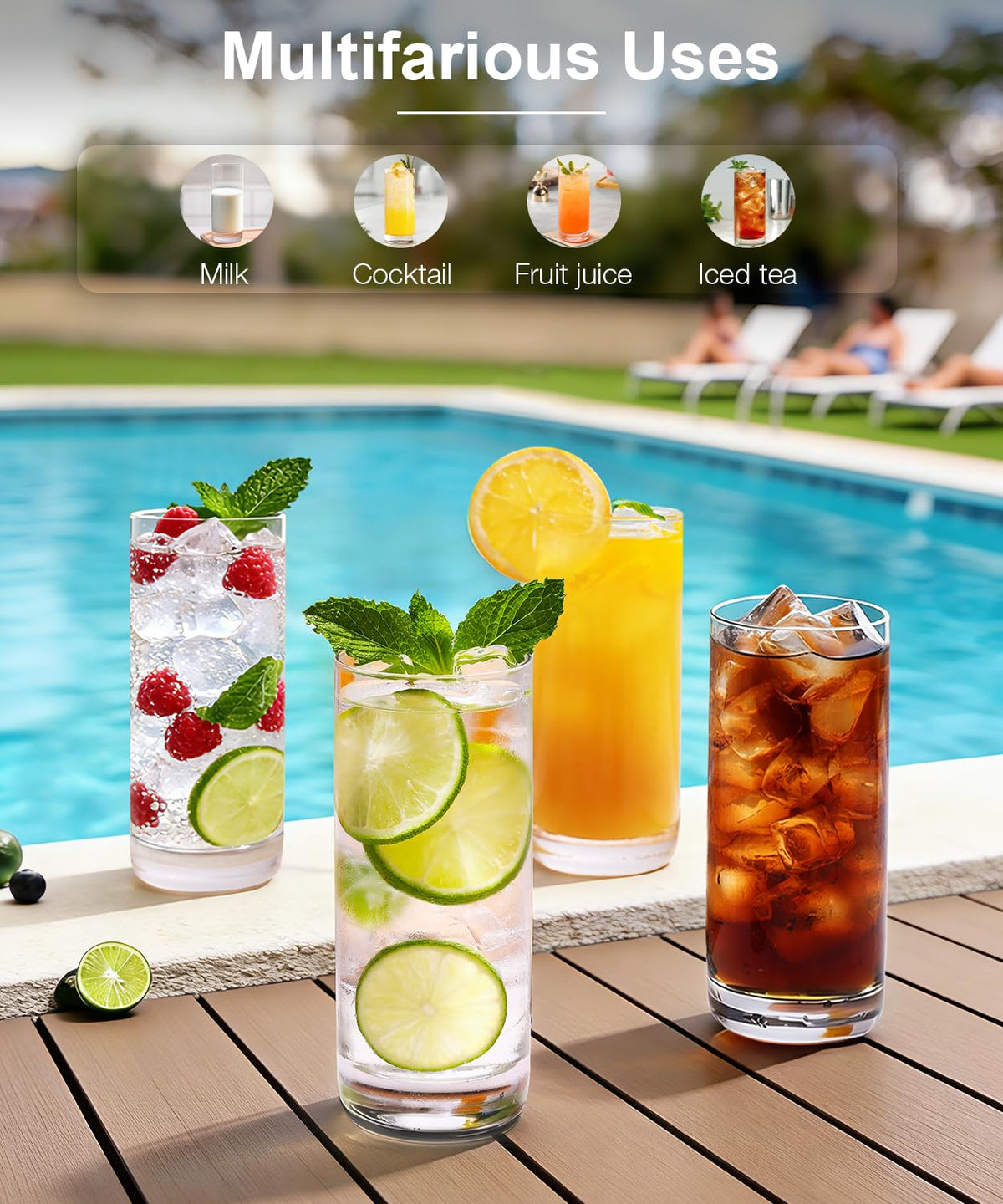 Luna & Manta highball glass shows smooth 2.5-inch lip for easy sipping.