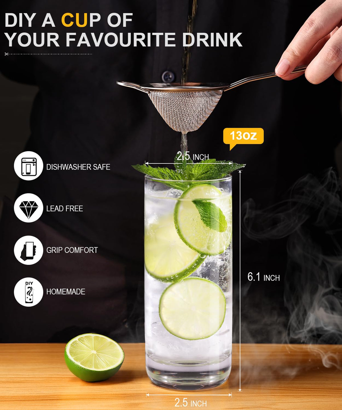 Luna & Manta tall glass set ideal for cocktails and gatherings.