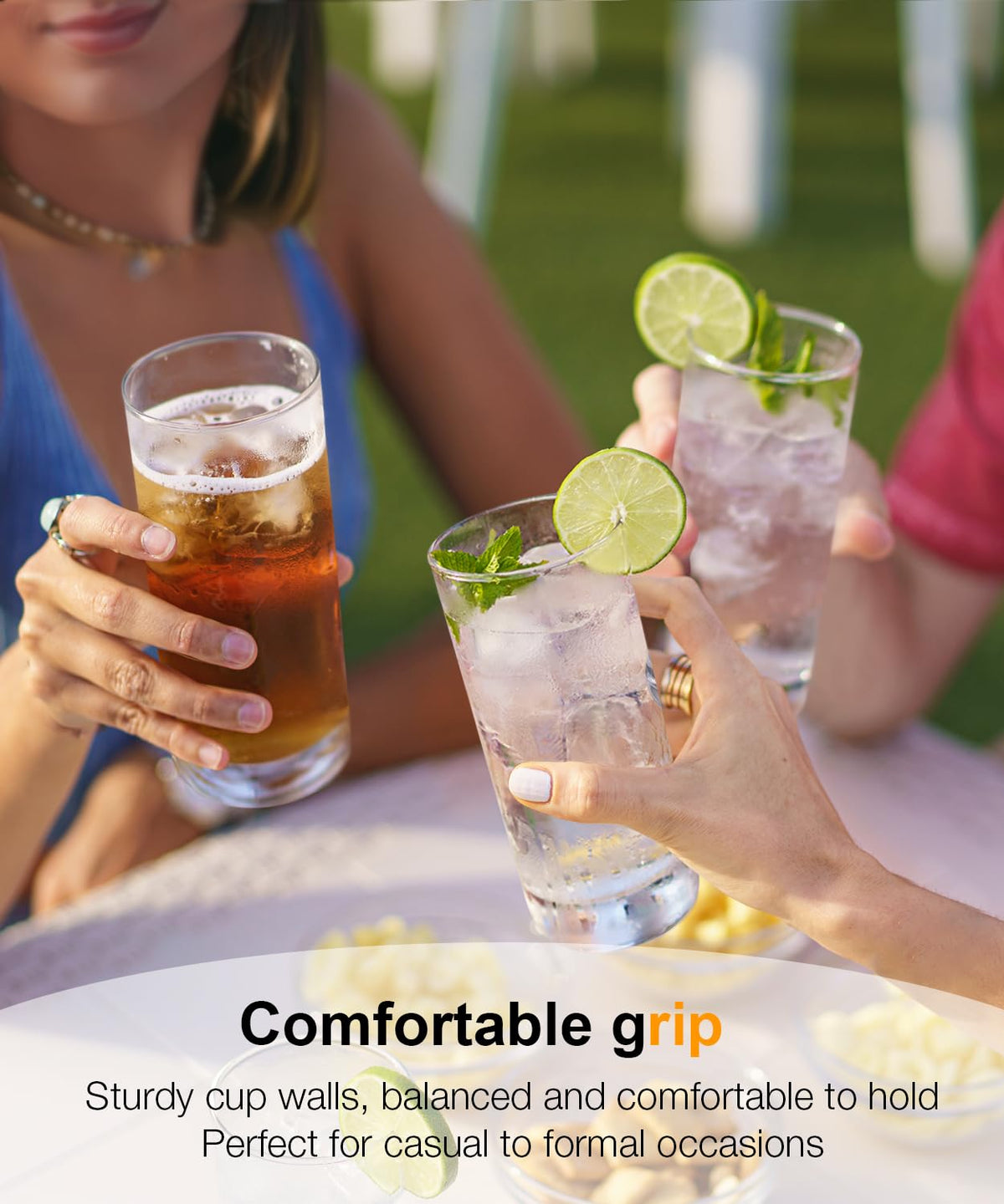 Luna & Manta glasses feature a thickened bottom for stability.