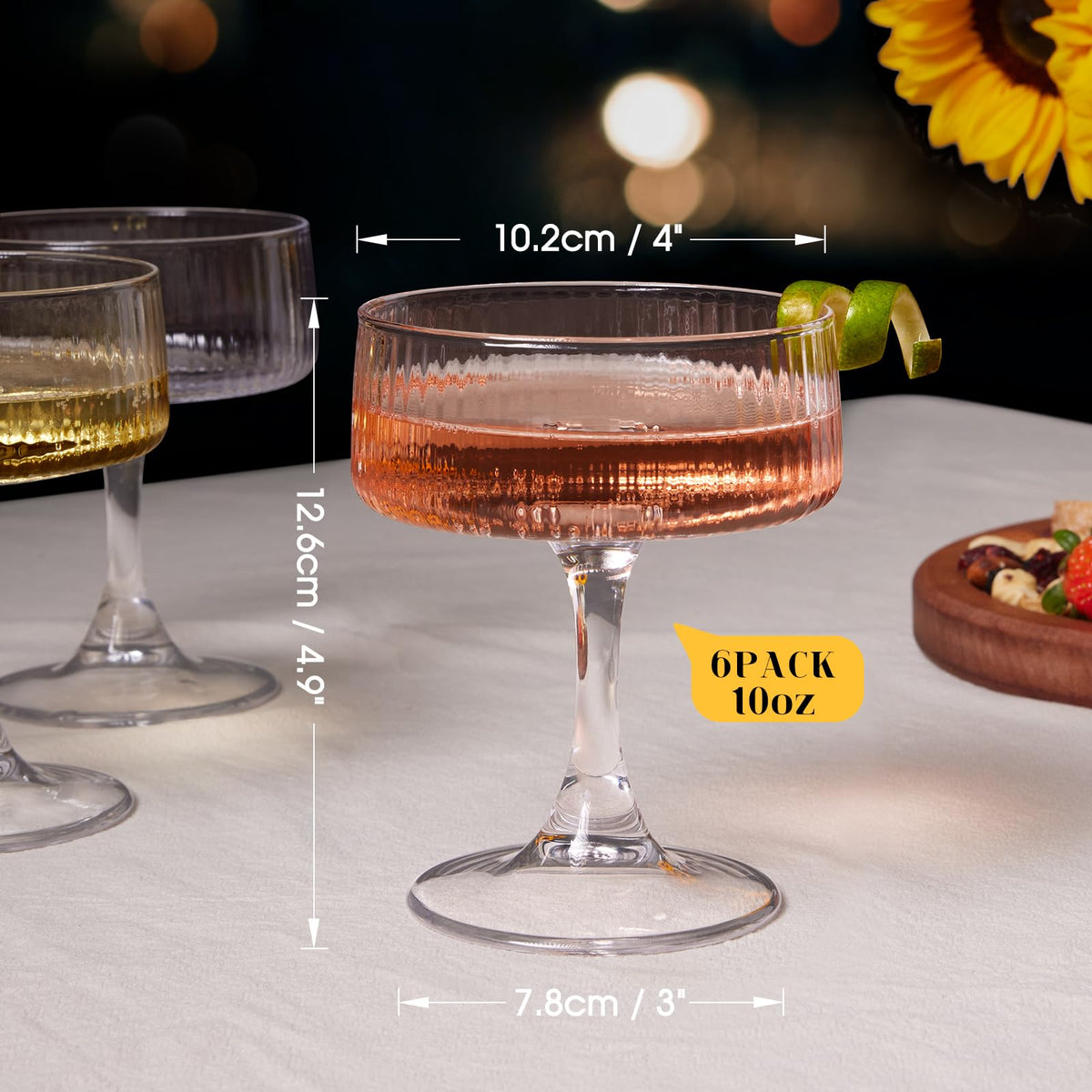 Versatile 10oz glass ideal for margaritas, cosmopolitans, and espresso martinis.