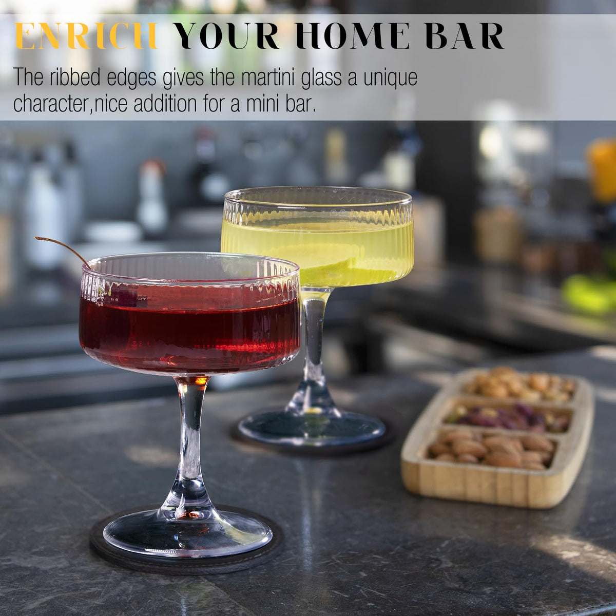 Luna-Manta wide mouth enhances aroma for flavorful cocktails.