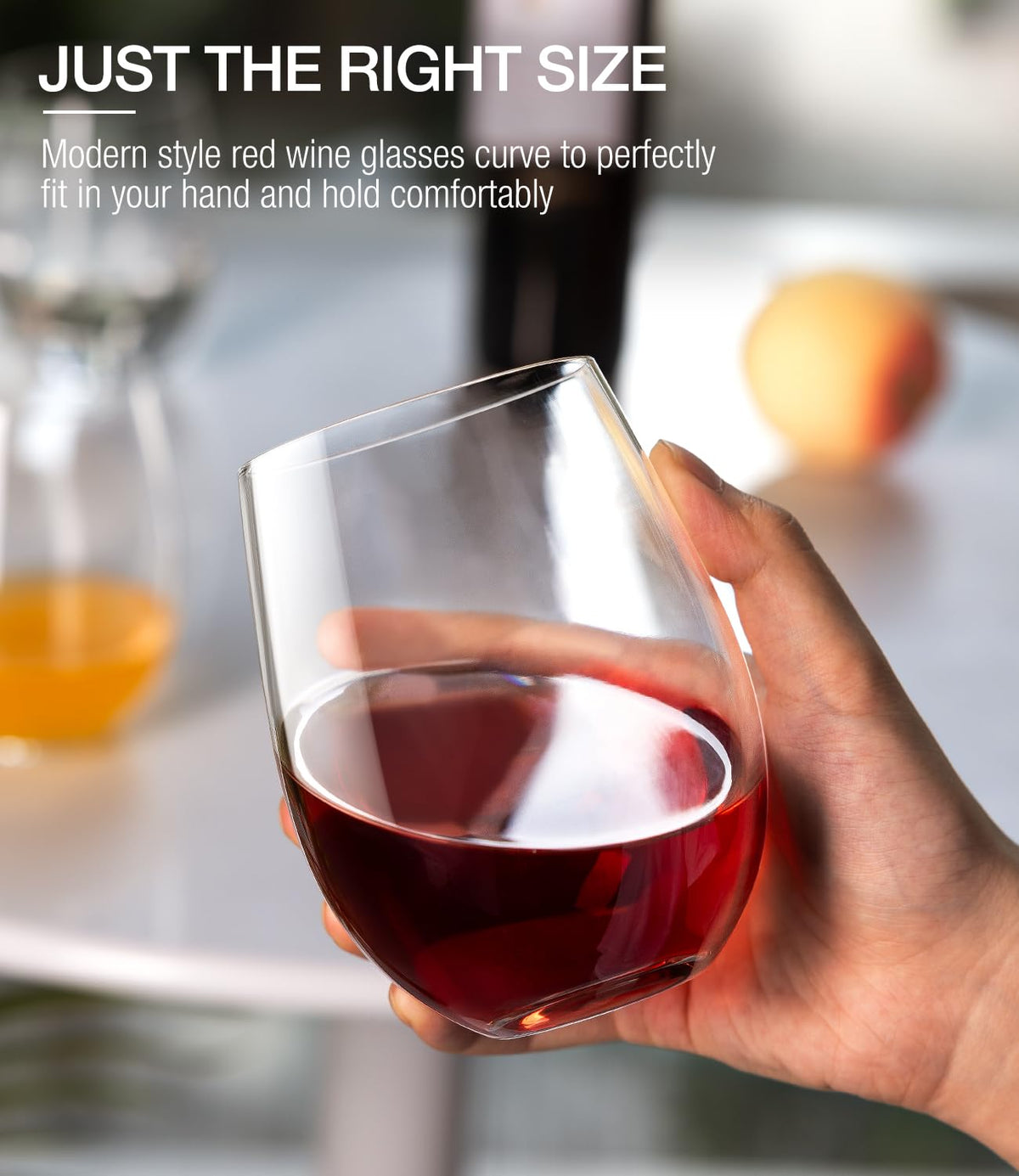 Luna & Mantha crystal-clear stemless wine glasses showcase wine color and aroma