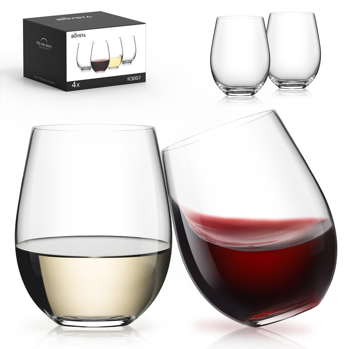 Luna & Mantha stemless wine glasses with sturdy base for stable daily use.