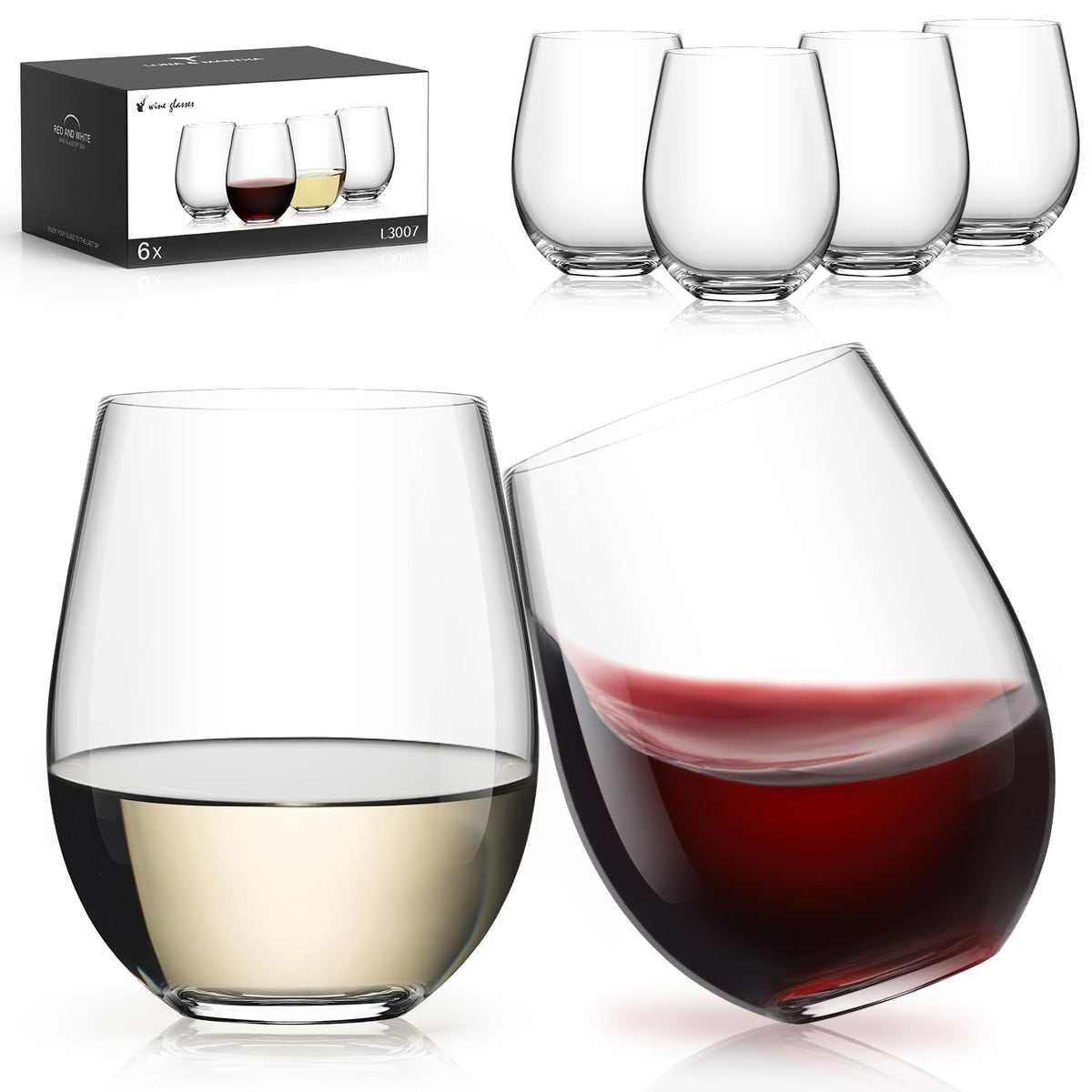 Luna & Mantha stemless wine glasses with a sturdy base for stable everyday use