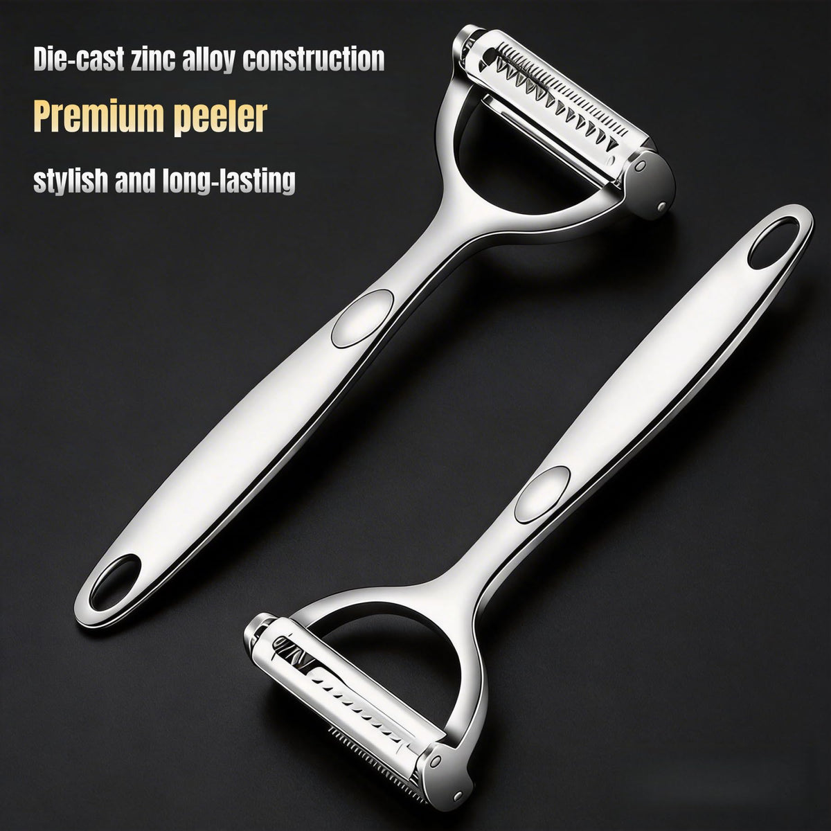 LunaThreads ergonomic handle highlights comfortable grip for extended peeling sessions.