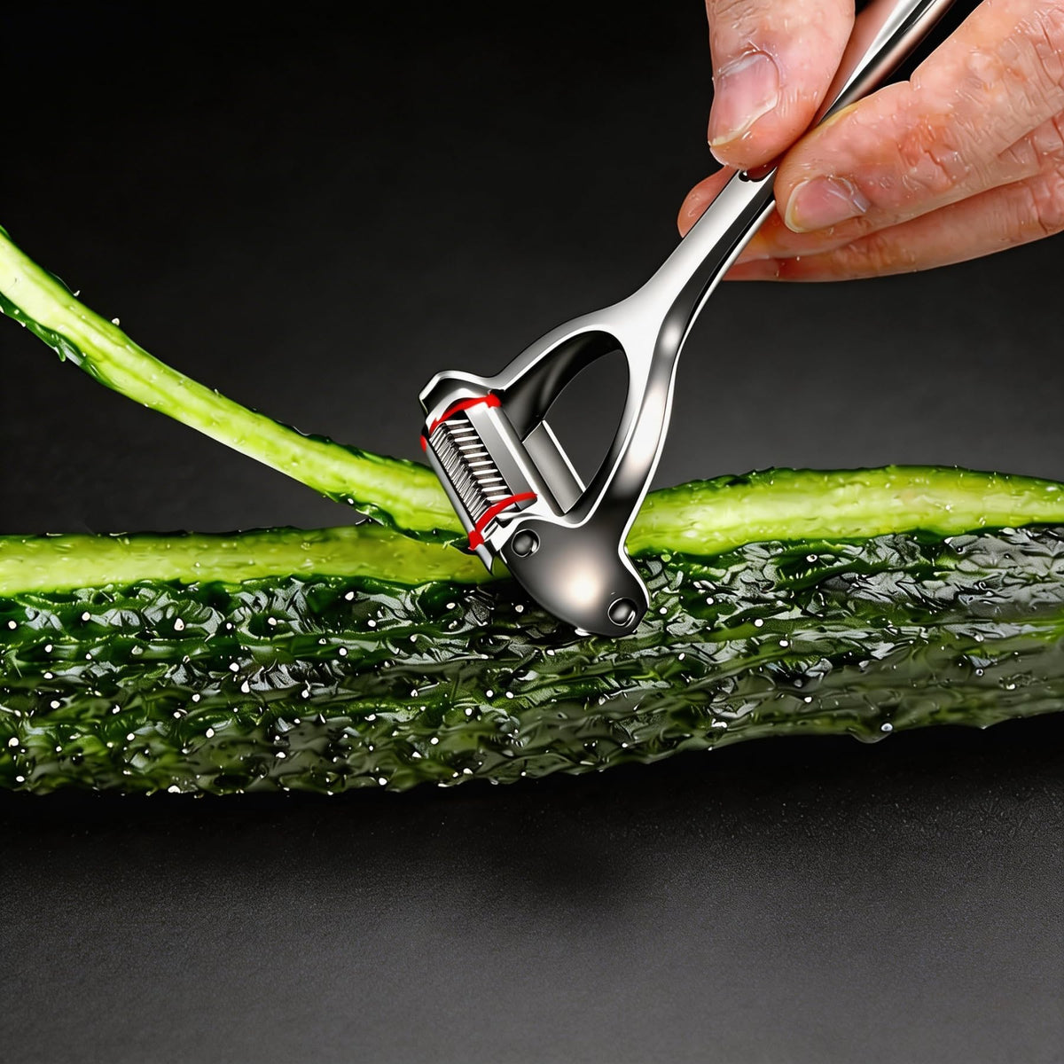 LunaThreads potato peeler in use for smooth, waste-free peeling.