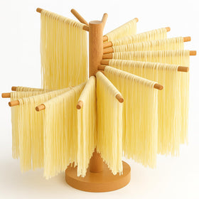 LunaCozy Beech Wood Pasta Drying Rack with 16 rods for even airflow and gentle drying