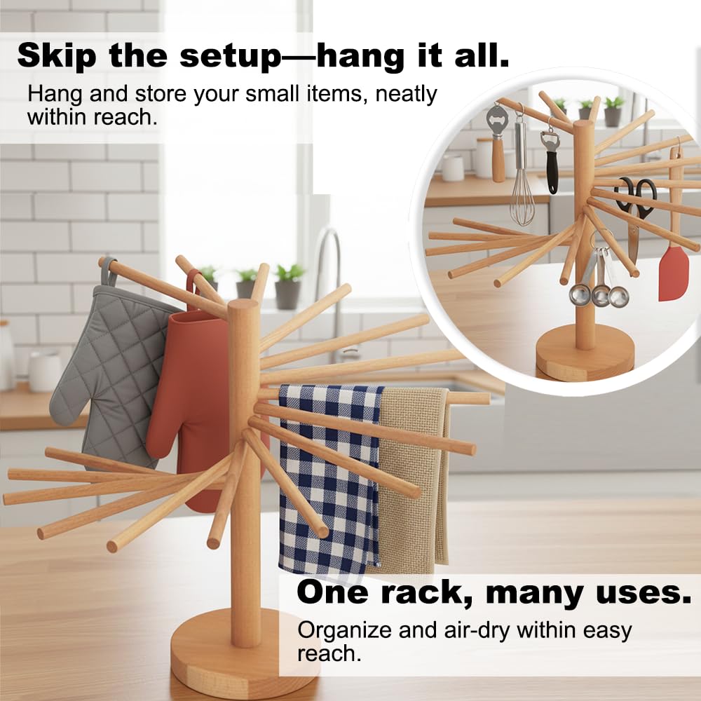 LunaCozy pasta hanging rack promotes efficient air circulation for neater strands
