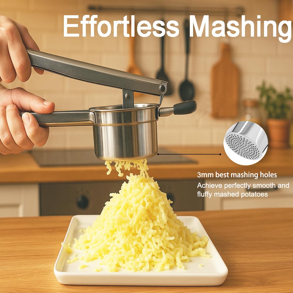 LunaCozy durable stainless steel ricer withstands frequent mashing.