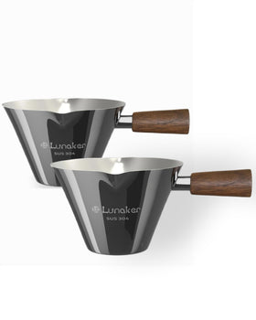 Lunaker 4oz espresso shot cups with dual spouts for precise pours