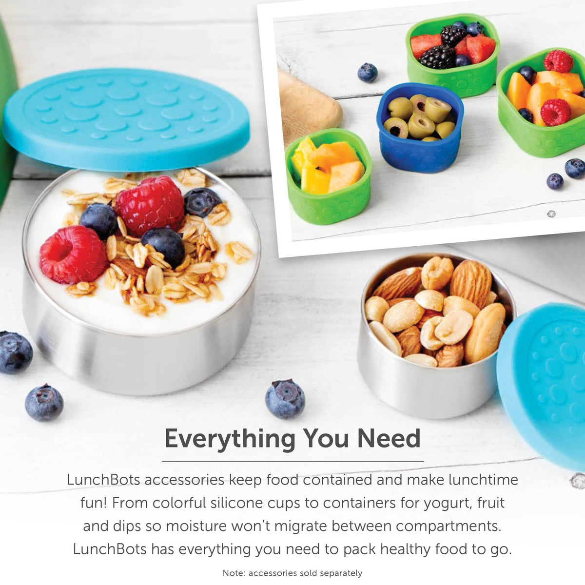LunchBots Medium Uno on-the-go usability fits wraps, salads, and snacks.