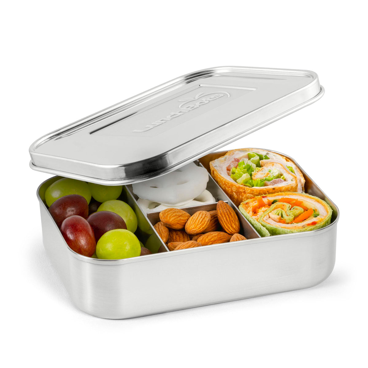 LunchBots Small Protein Packer top view four compartments for organized snacks